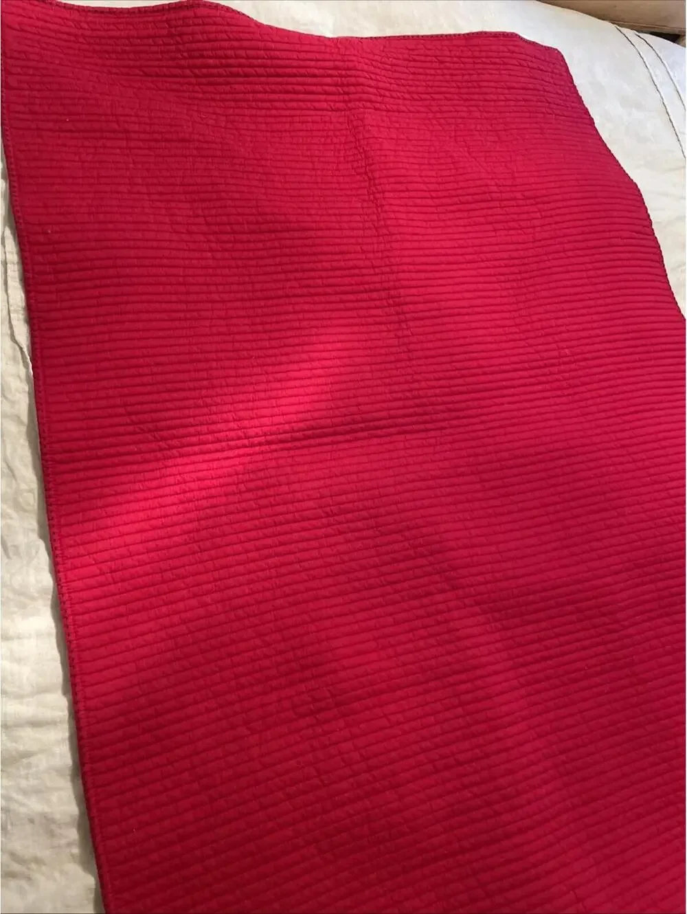 Pottery Barn Kids Plaid Quilt – 36” x 51” Red, White & Blue Reversible EUC
